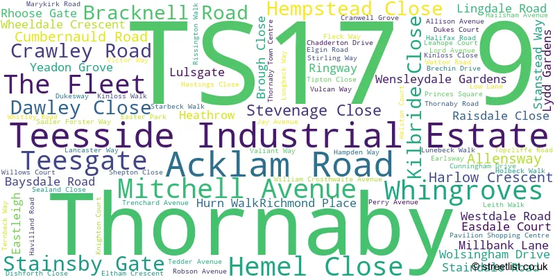 A word cloud for the TS17 9 postcode